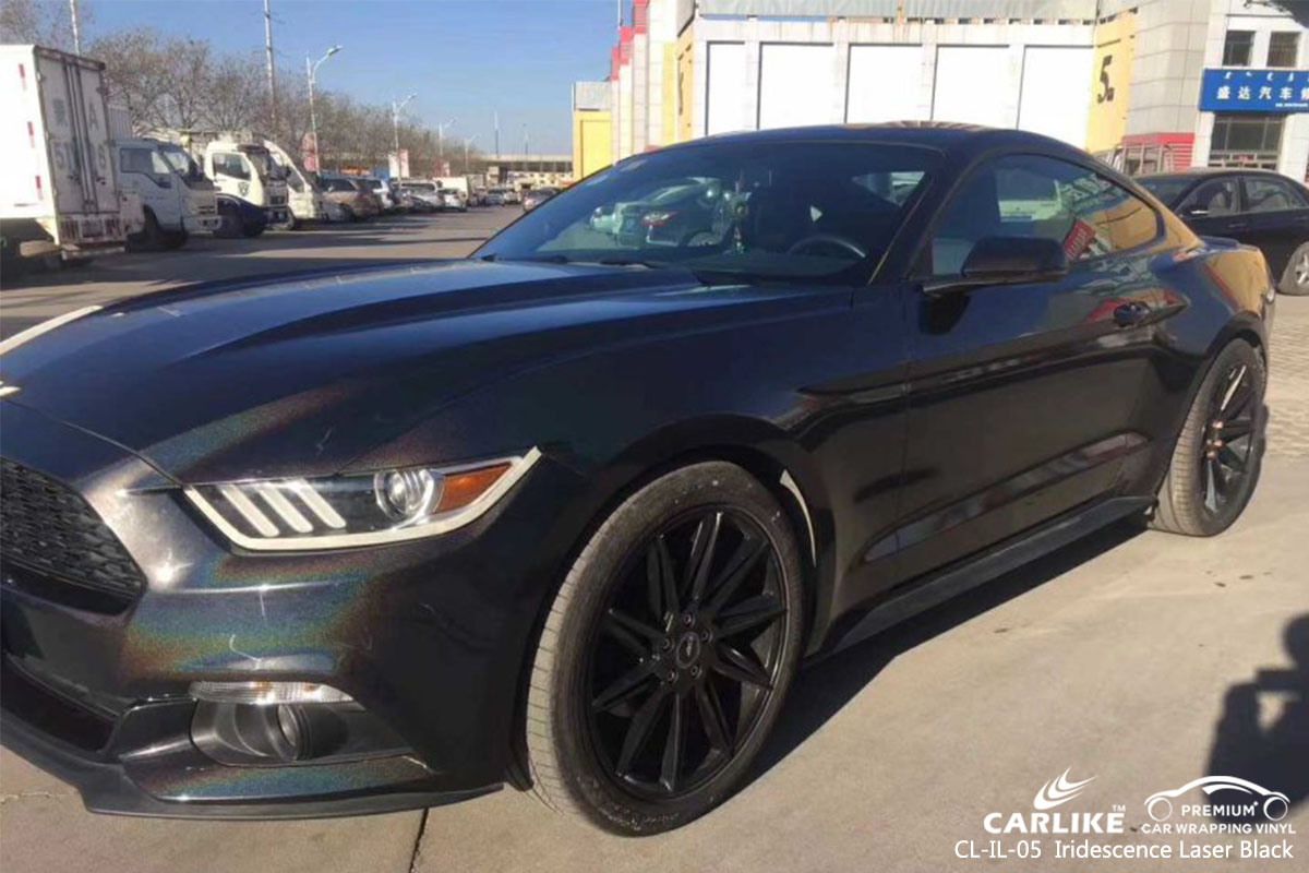 CL-IL-05 LASER DE IRIDESCÊNCIA BLACK CAR WRAP VINIL PARA MUSTANG