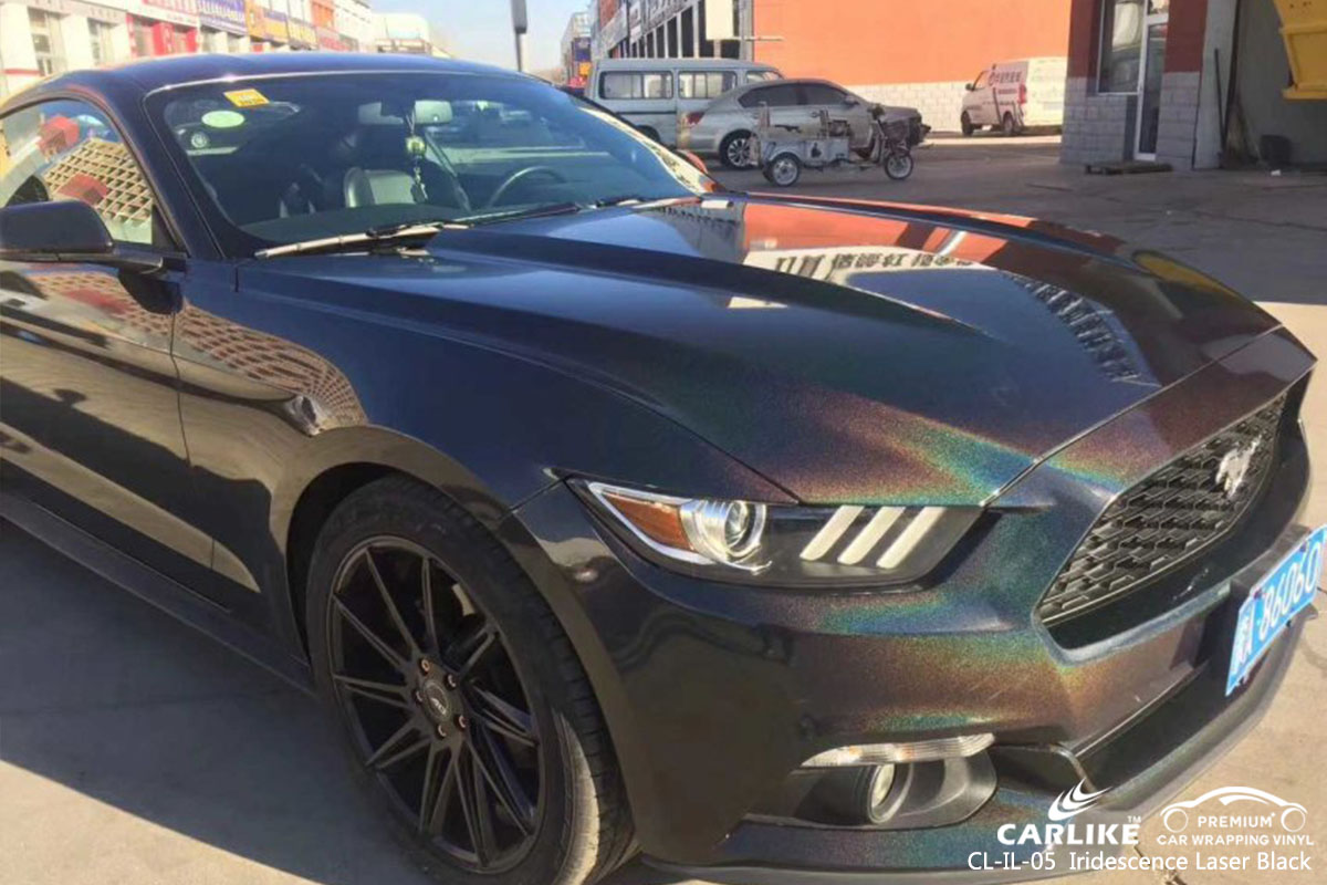 CL-IL-05 Iridescence Laser Black car wrap vinyl for Mustang