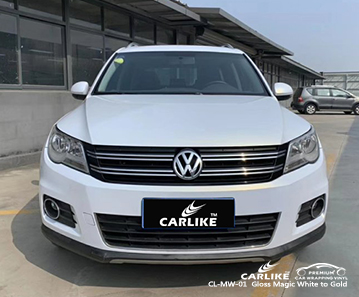 CL-MW-01 Gloss Magic White to Gold car wrap vinyl for Volkswagen