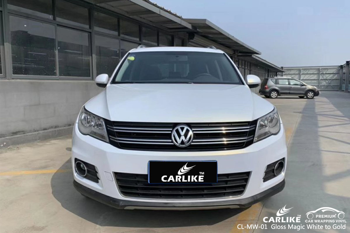 CL-MW-01 BRILHO MÁGICO BRANCO A OURO VINIL DE EMBALAGEM DE CARRO PARA VOLKSWAGEN