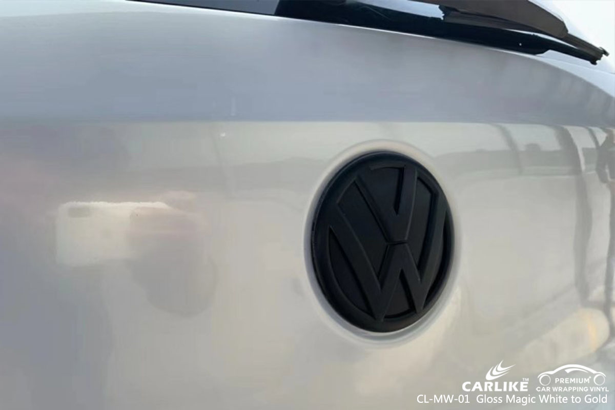 CL-MW-01 Gloss Magic White to Gold car wrap vinyl for Volkswagen