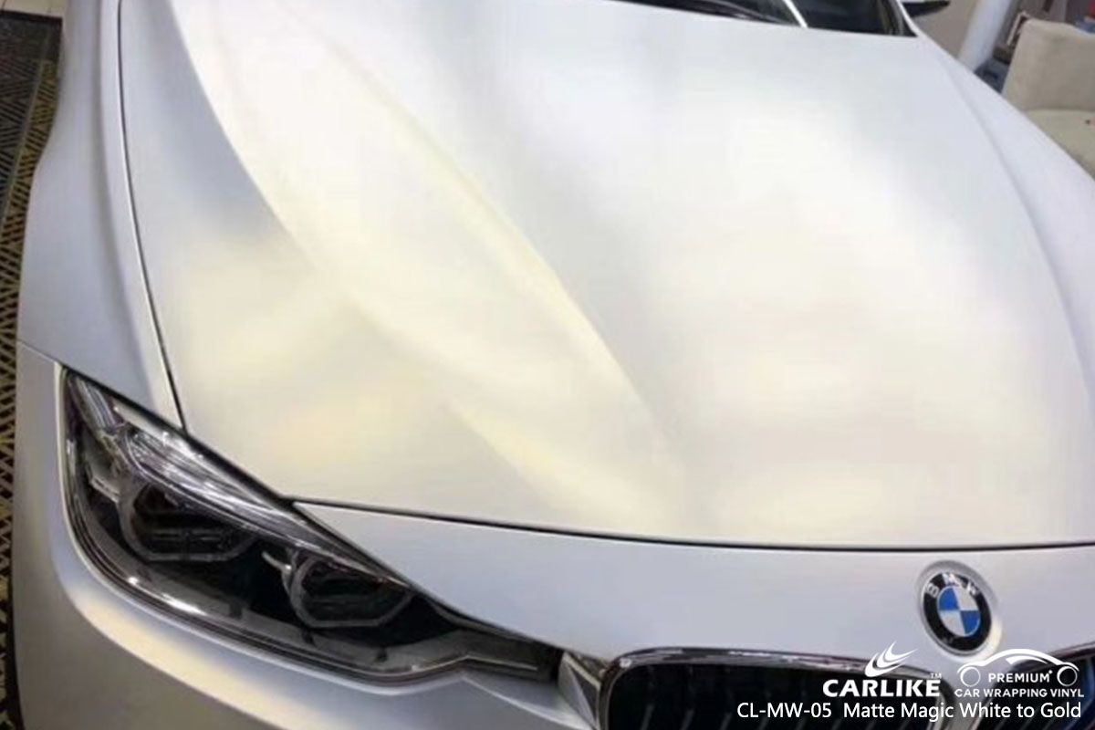 CCL-MW-05 Matte Magic White to Gold car wrap vinyl for BMW
