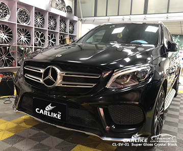 CL-SV-01 Super Gloss Crystal Black wrap vinyl pour Benz