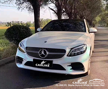 CL-AW-01 أورورا ماتي أبيض إلى أخضر أحمر التفاف السيارة الفينيل لبنز