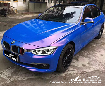 CL-DC-04 لمعان الكريستال الماس السحر الأزرق الأحمر سيارة التفاف الفينيل لسيارات bmw
