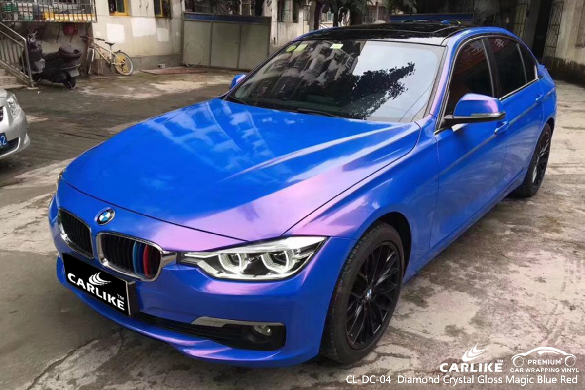 CL-DC-04 Diamond Crystal Gloss Magic Blue Red car wrap vinyl for BMW