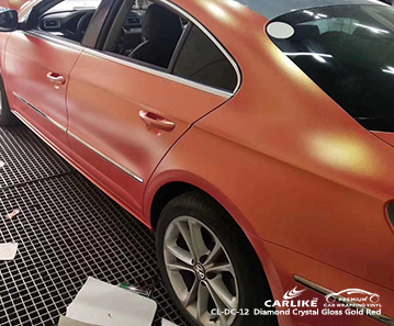 CL-DC-21 Elmas Kristal Mat Altın Kırmızı oto araba vinil şal Volkswagen Cayman Adaları için