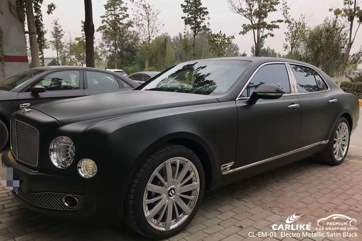 CL-EM-01 Electro Metallic Satin Black car wrap vinyl for Rolls Royce