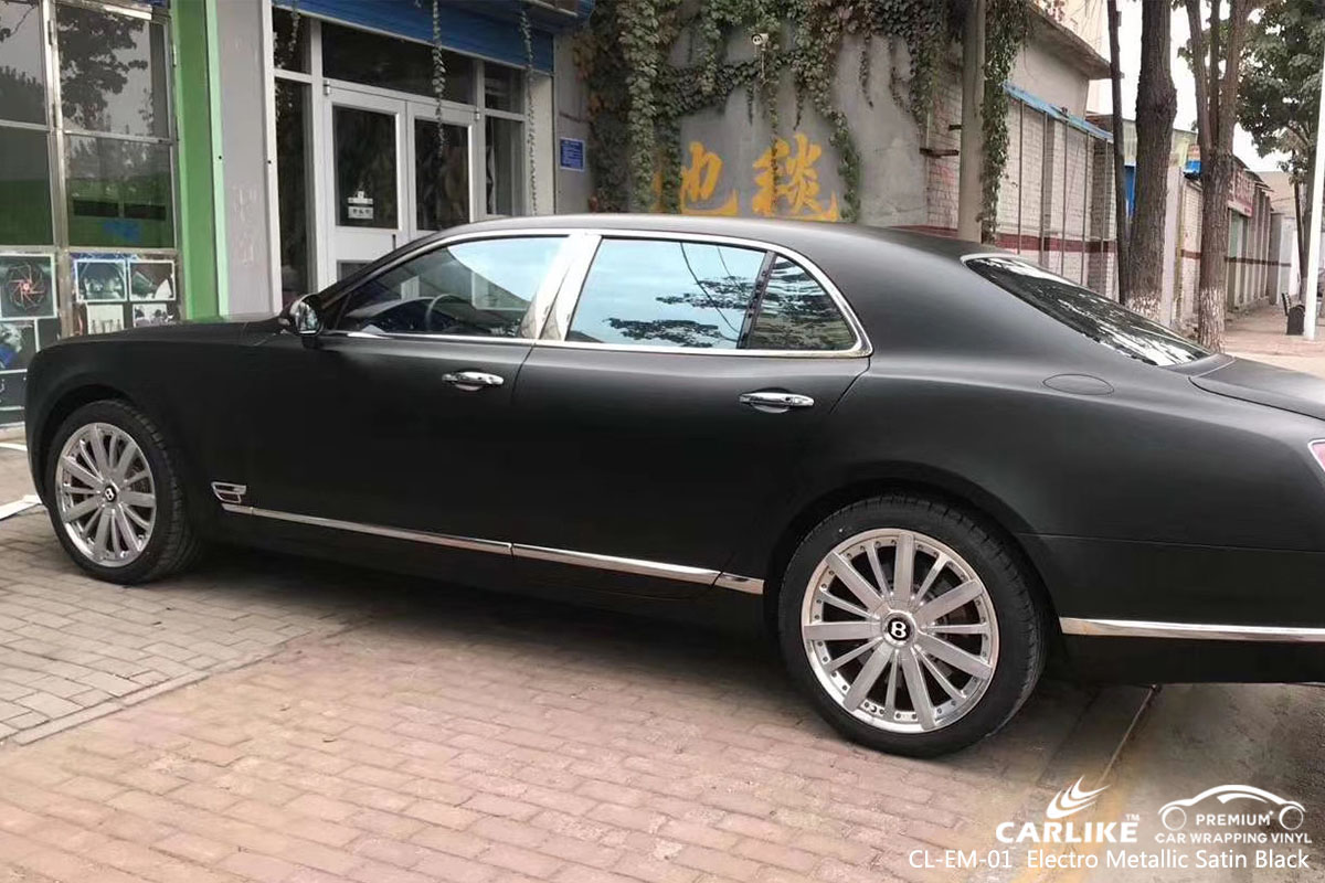 CL-EM-01 Electro Metallic Satin Black car wrap vinyl for Rolls Royce