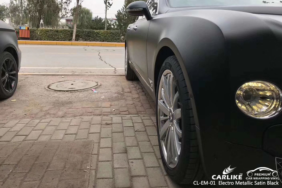 CL-EM-01 Electro Metallic Satin Black car wrap vinyl for Rolls Royce