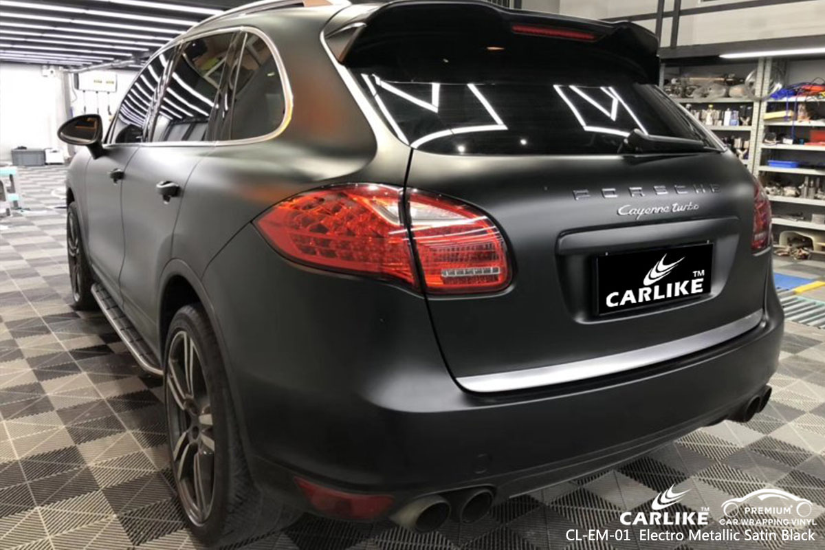 CL-EM-01 Electro Metallic Satin Black car wrap vinyl for Porsche