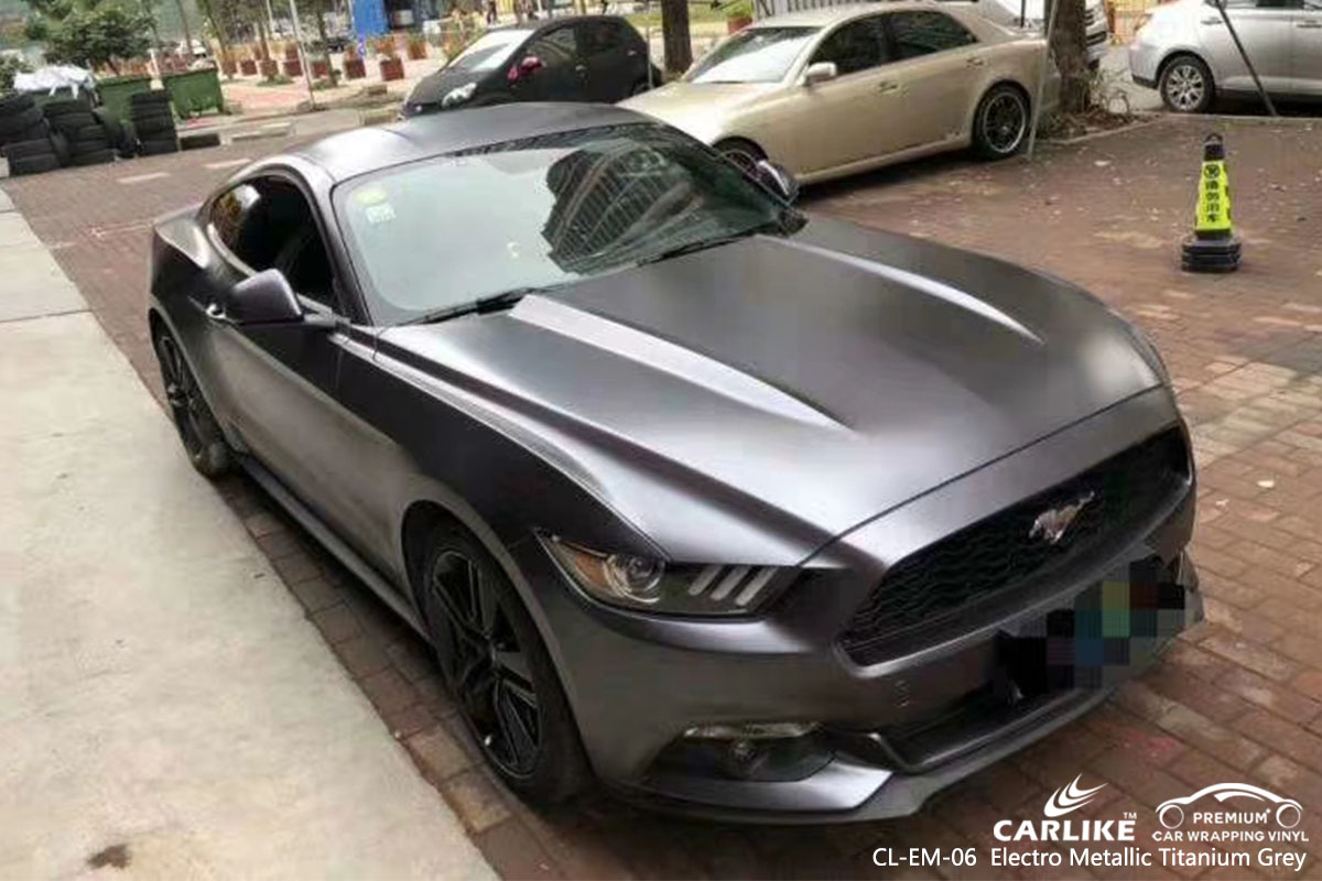 CL-EM-06 VINIL ELÉTRICO METÁLICO DE EMBALAGEM DE CARRO CINZA DE TITÂNIO PARA MUSTANG