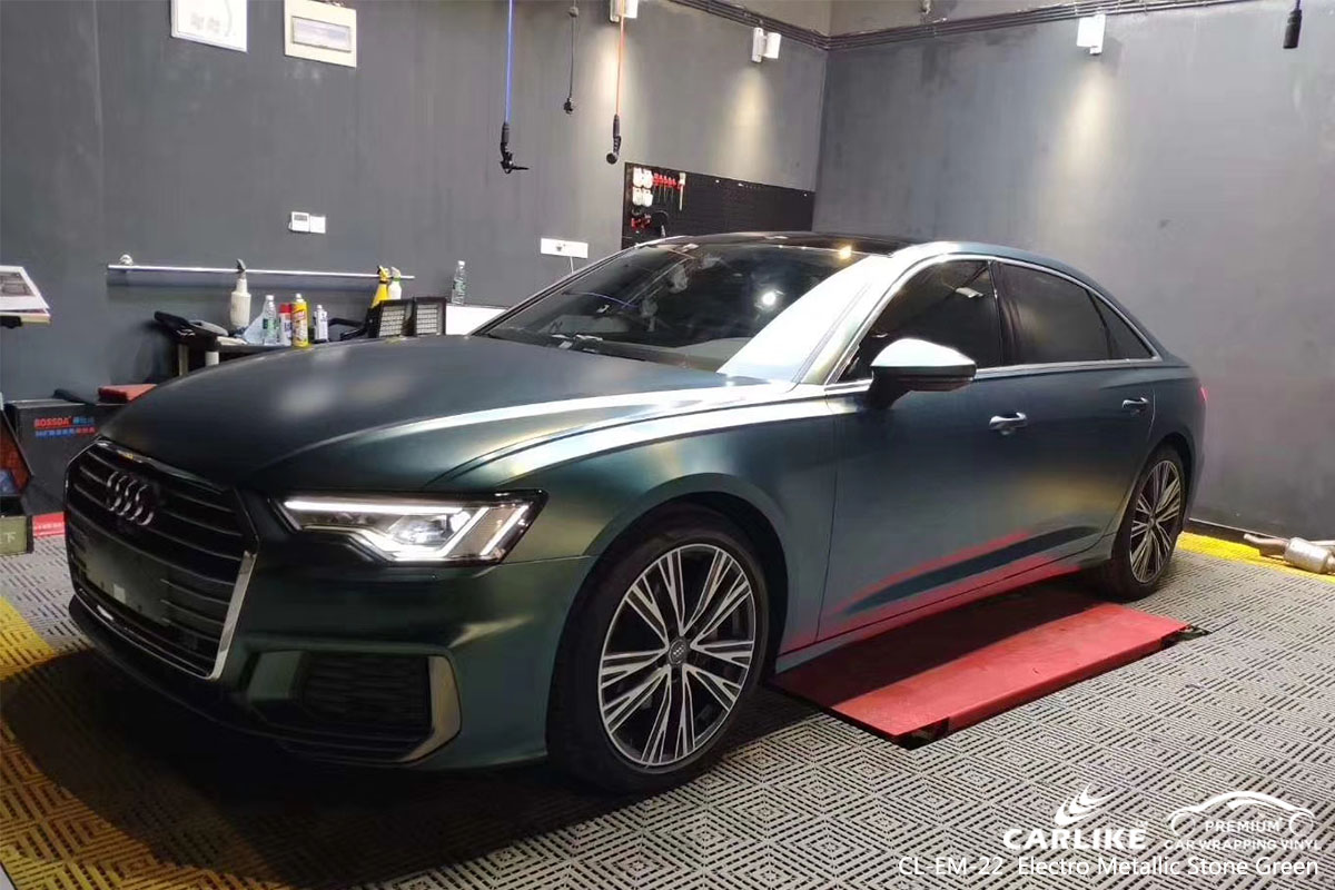 CL-EM-22 VINIL DE EMBALAGEM DE CARRO VERDE ELETRÔNICO DE PEDRA METÁLICA PARA AUDI