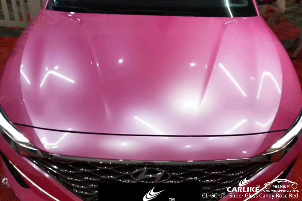 CL-GC-10 Super Gloss Candy Rose Red car wrap vinyl for Hyundai