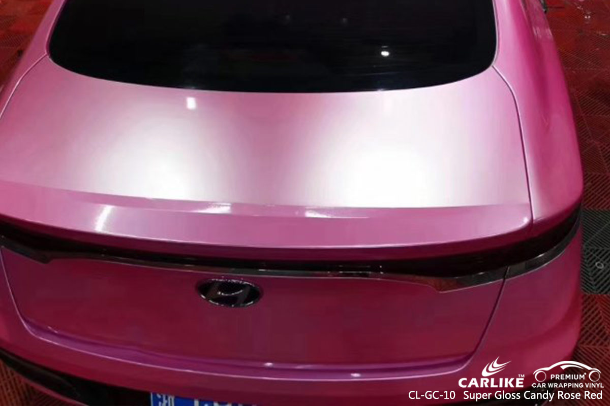 CL-GC-10 Super Gloss Candy Rose Red car wrap vinyl for Hyundai