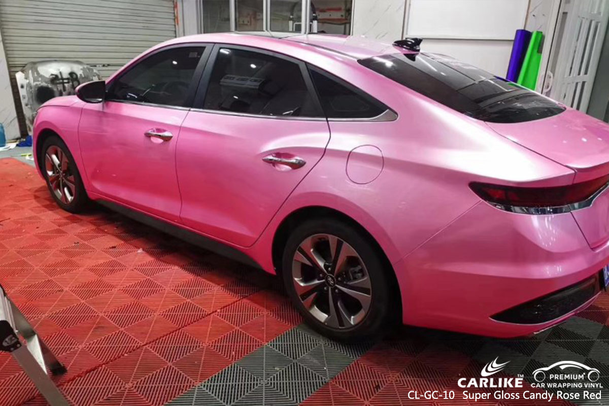 CL-GC-10 Super Gloss Candy Rose Red car wrap vinyl for Hyundai