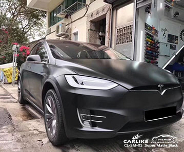 CL-MS-01 سوبر ماتي التفاف السيارة السوداء الفينيل لتسلا