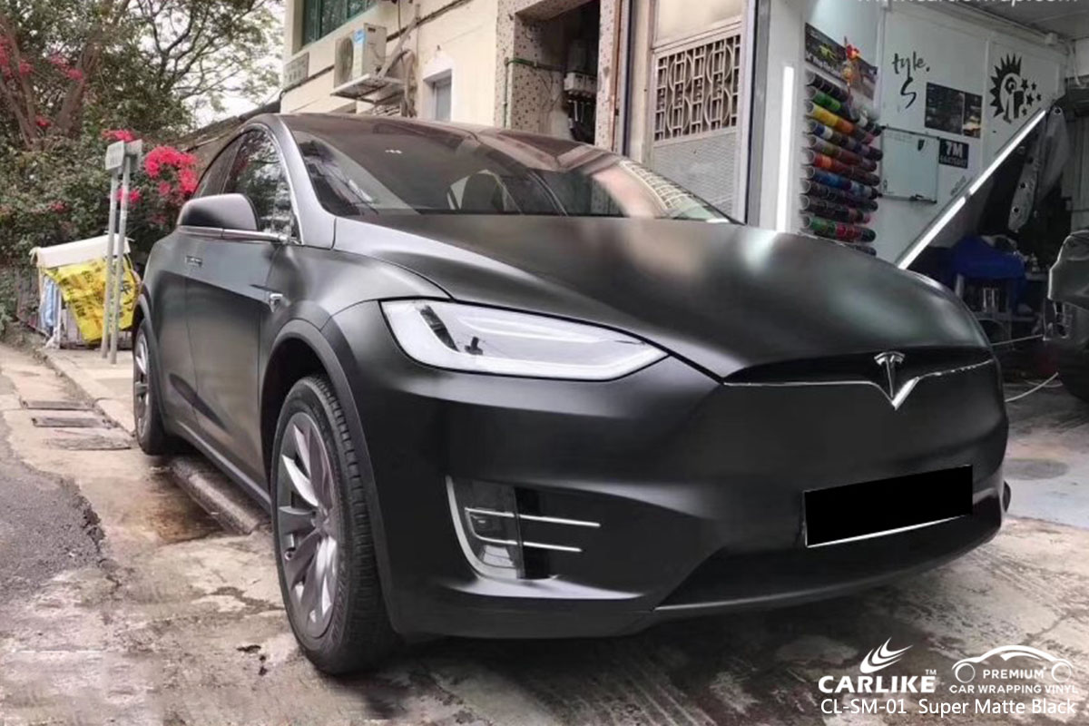 CL-MS-01 Super Matte Black car wrap vinyl for Tesla