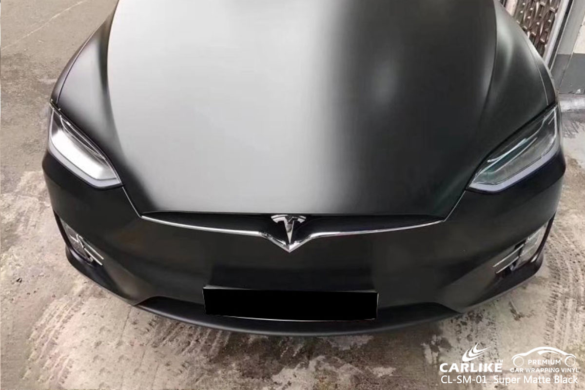 CL-MS-01 Super Matte Black car wrap vinyl for Tesla