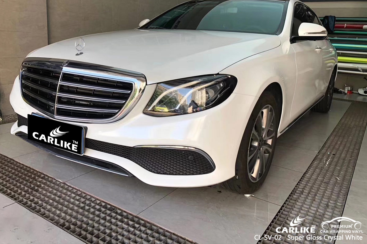 CL-SV-02 Super Gloss Crystal White car wrap vinyl for Benz