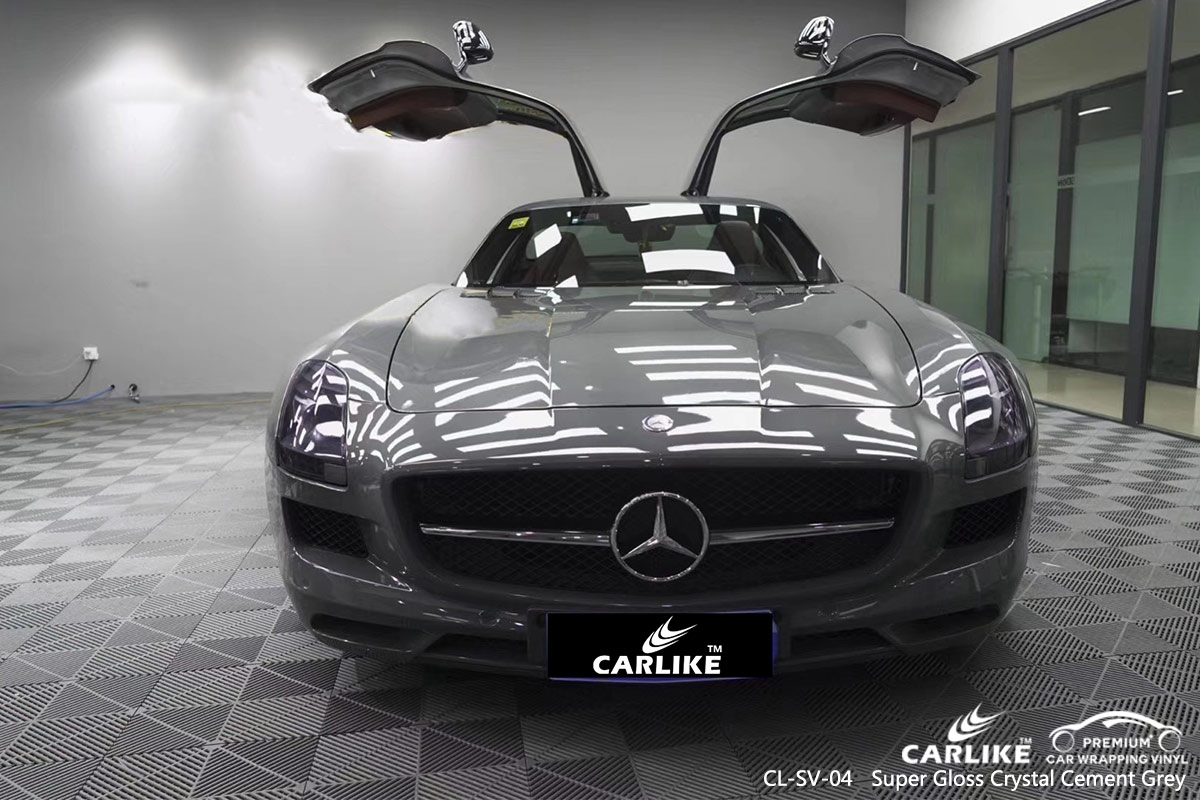 CL-SV-04 Super Gloss Crystal Cement Grey car wrap vinyl for Benz