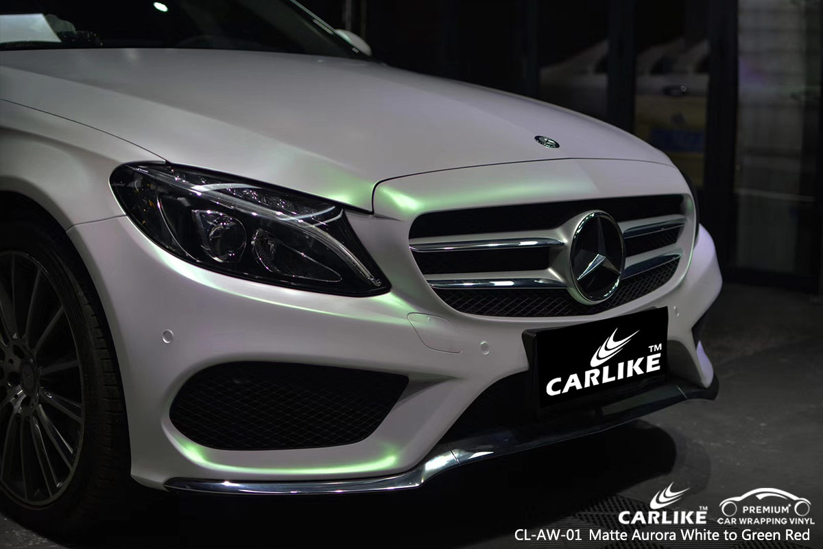 CL-AW-01 matte aurora white to green red car wrap vinyl for MERCEDES-BENZ