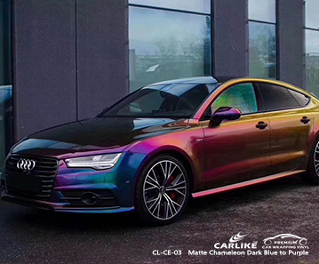 CL-CE-03 الحرباء غير اللامعة باللون الأزرق الداكن إلى اللون الأرجواني للسيارة من الفينيل لـ AUDI Cape Verde
