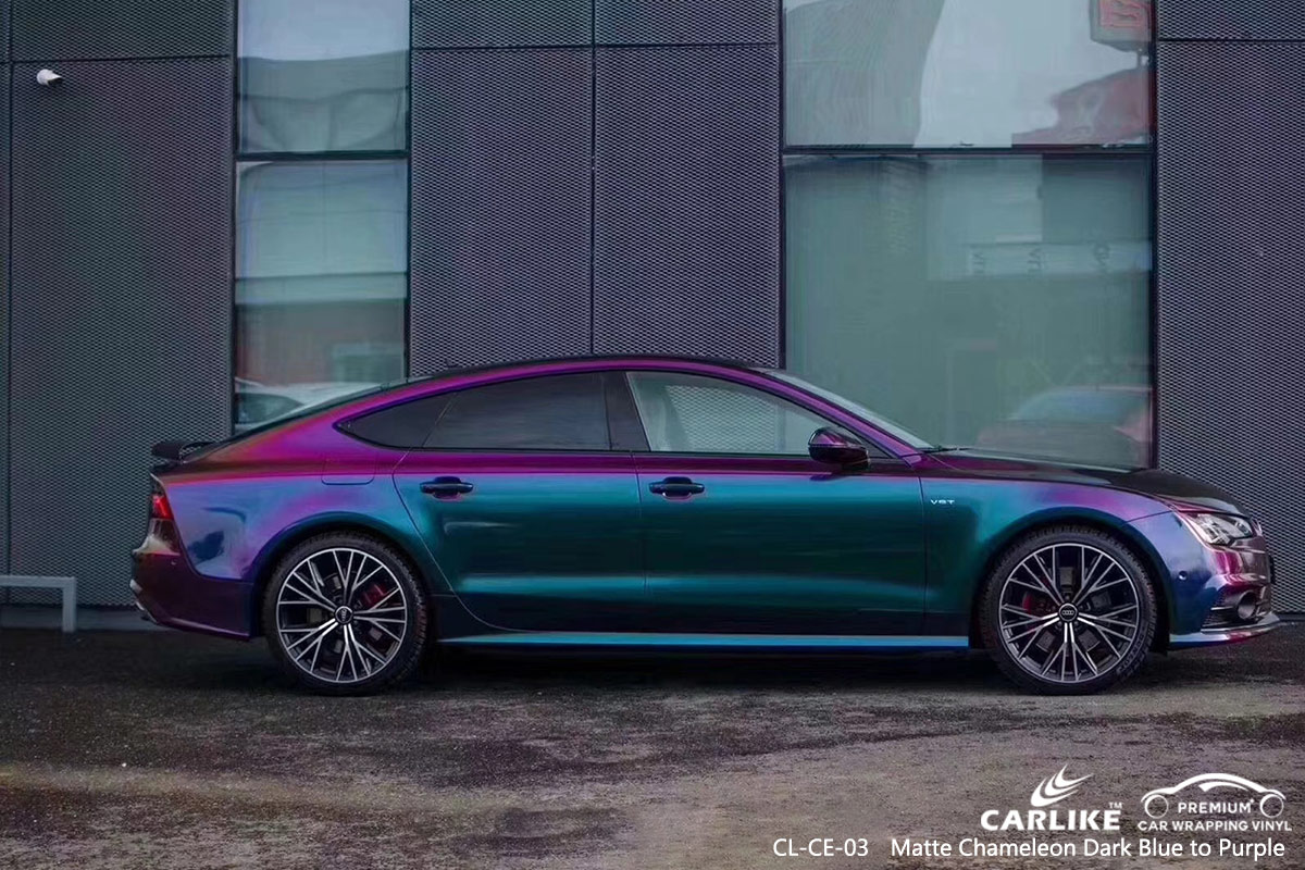 CL-CE-03 matte chameleon dark blue to purple car wrap vinyl for AUDI Cape Verde