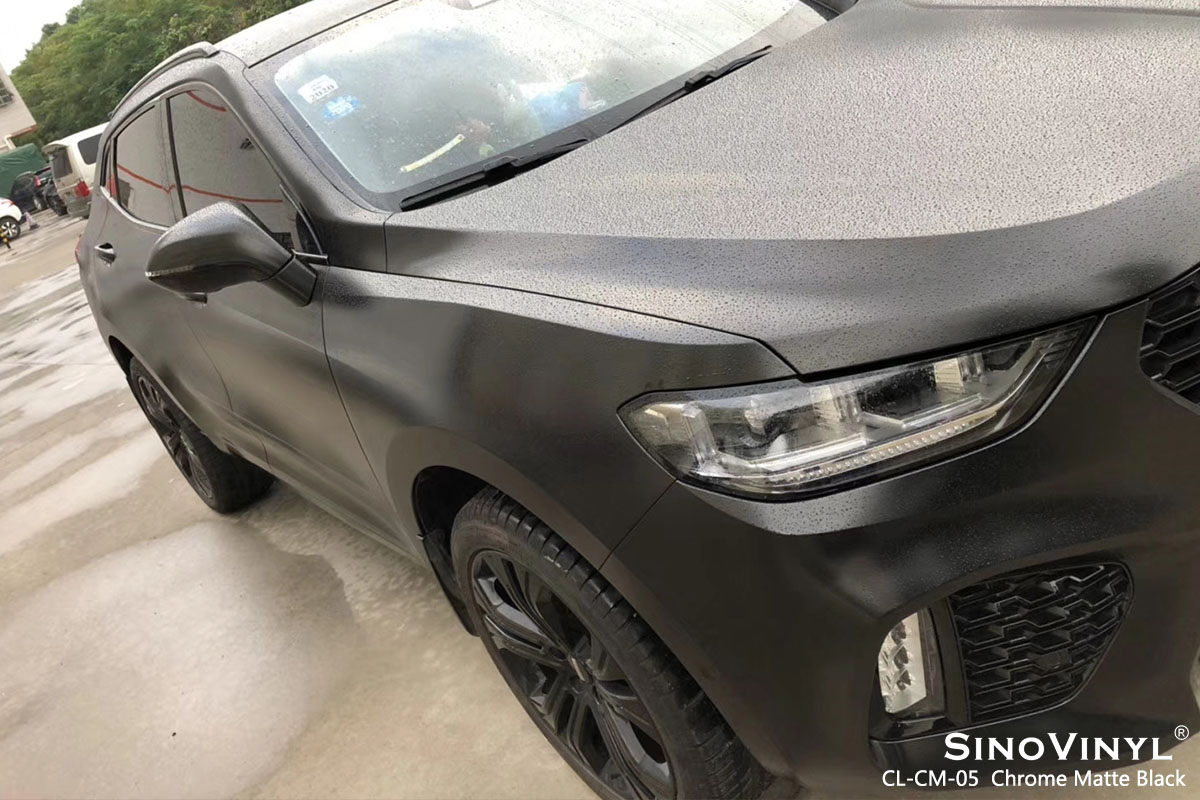 CL-CM-05 Chrome Matte Black car wrap vinyl for WEY