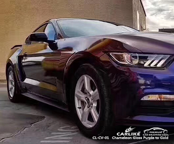 CL-CV-01 chameleon gloss purple to gold vehicle wrapping for FORD MUSTANG