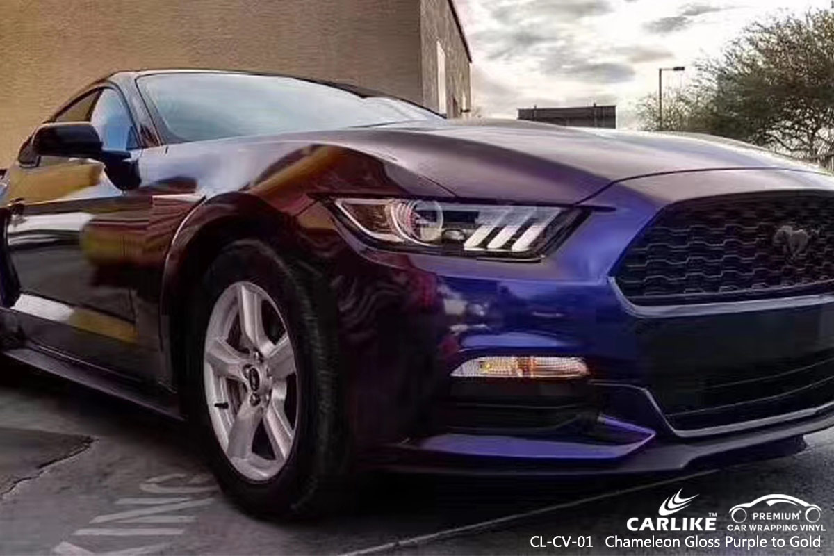 CL-CV-01 chameleon gloss purple to gold car wrap vinyl for FORD MUSTANG