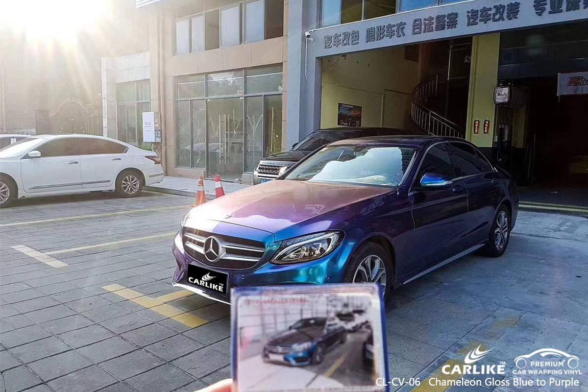 CL-CV-06 chameleon gloss blue to purple car wrap vinyl for MERCEDES-BENZ