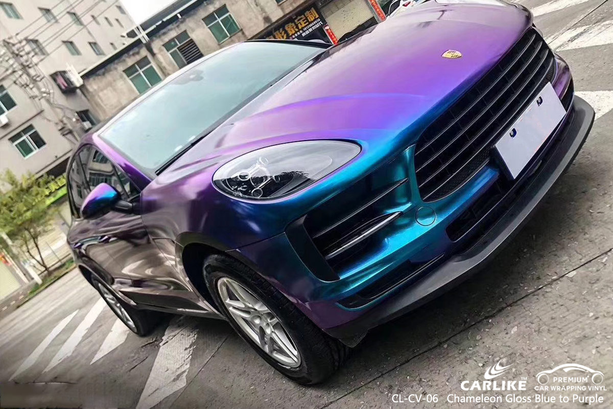 CL-CV-06 chameleon gloss blue to purple car wrap vinyl for PORSCHE