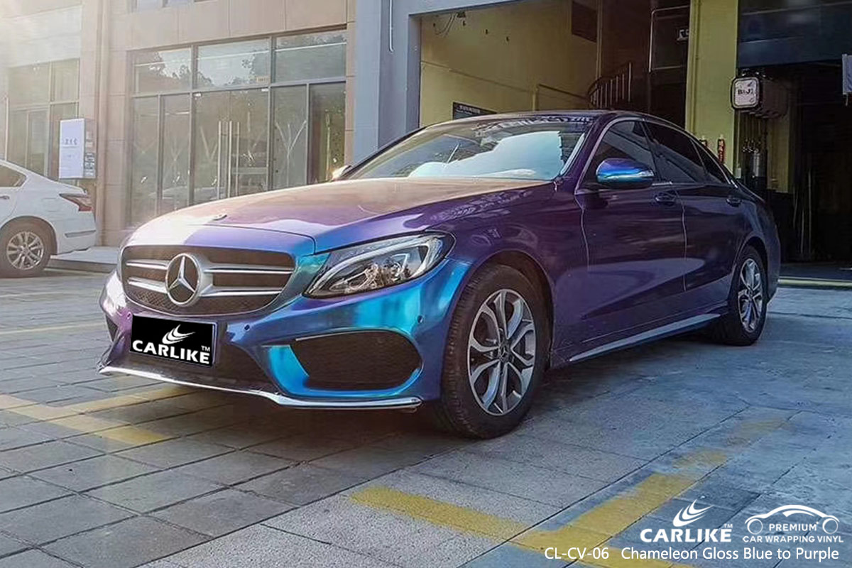 CL-CV-06 chameleon gloss blue to purple car wrap vinyl for MERCEDES-BENZ