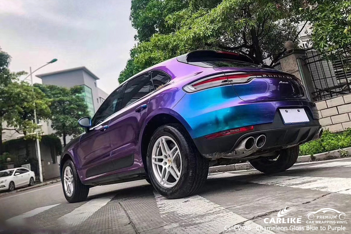 CL-CV-06 chameleon gloss blue to purple car wrap vinyl for PORSCHE