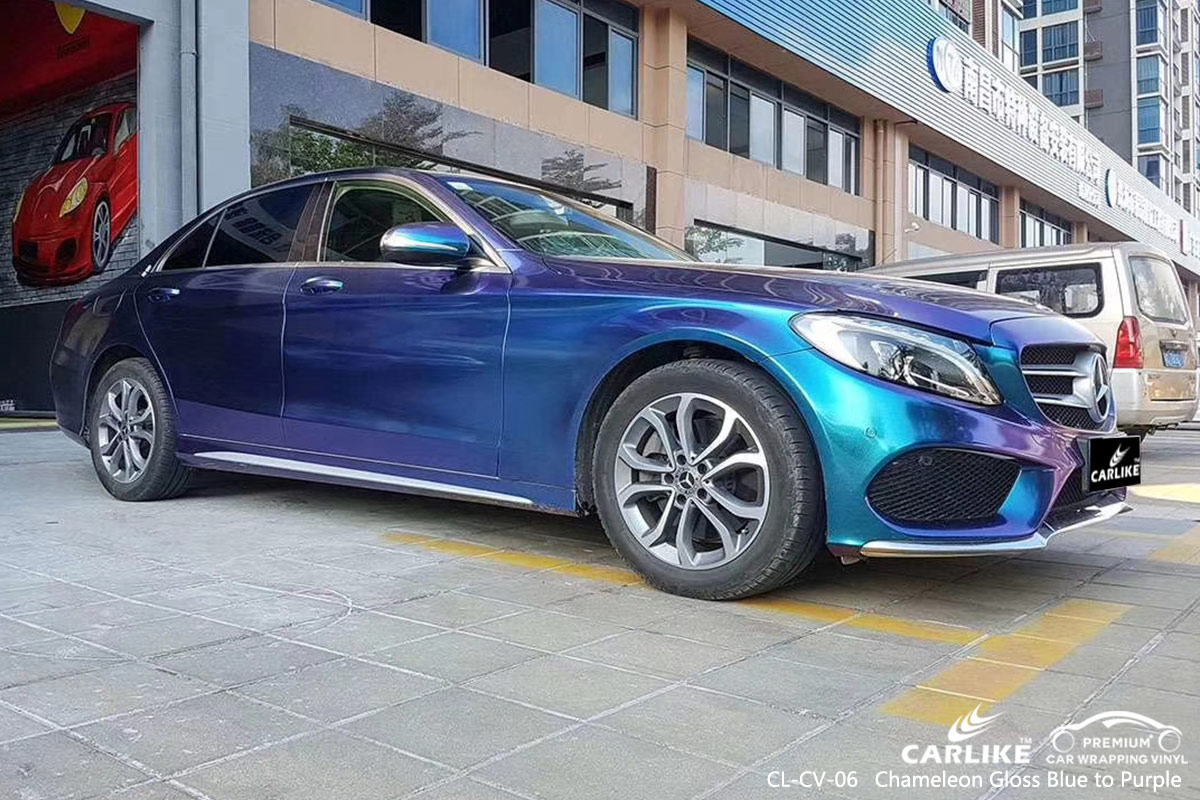 CL-CV-06 chameleon gloss blue to purple car wrap vinyl for MERCEDES-BENZ