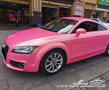 CL-DC-10 diamond crystal matte pink gold car vehicle wrapping for AUDI