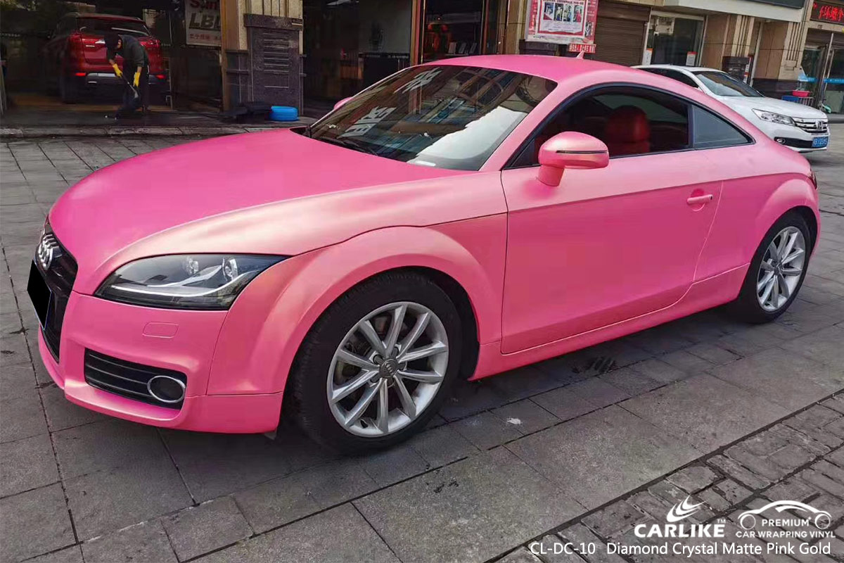 CL-DC-10 diamond crystal matte pink gold car vehicle wrapping for AUDI Faroe Islands