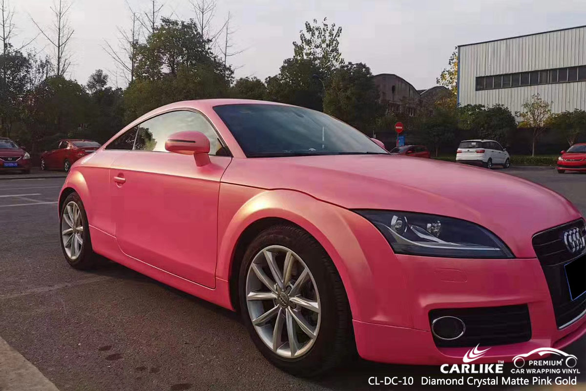 CL-DC-10 diamond crystal matte pink gold car vehicle wrapping for AUDI Faroe Islands