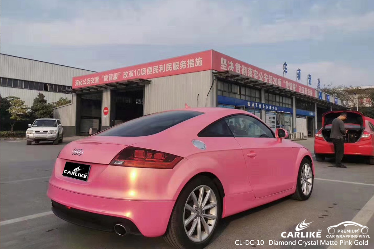 CL-DC-10 diamond crystal matte pink gold car vehicle wrapping for AUDI Faroe Islands