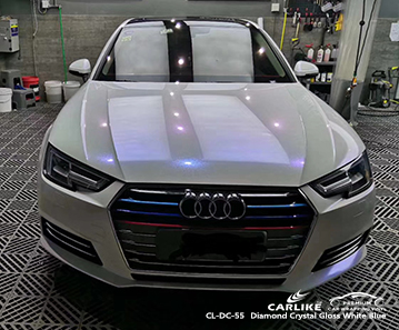 CL-DC-55 معان بلوري أبيض وأزرق للسيارة وأفلام الفينيل للسيارة لأودي غينيا