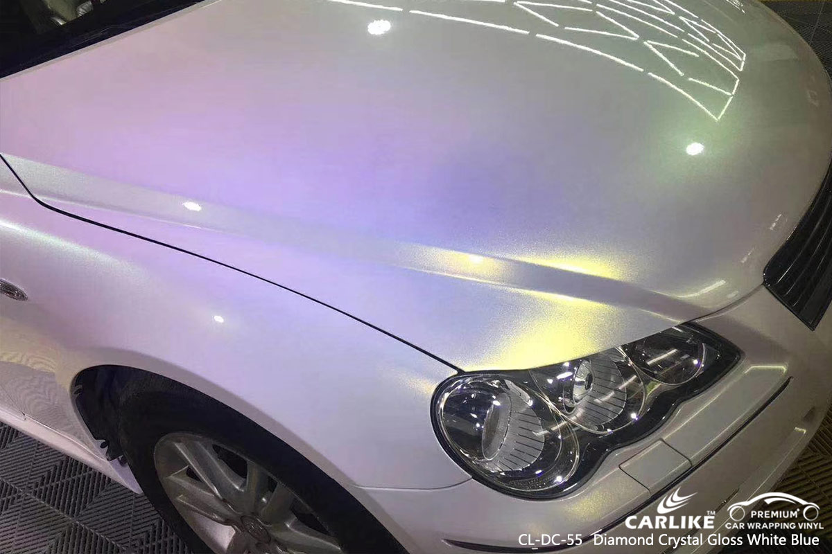 CL-DC-55 diamond crystal gloss white blue vehicle wrapping British Virgin Islands