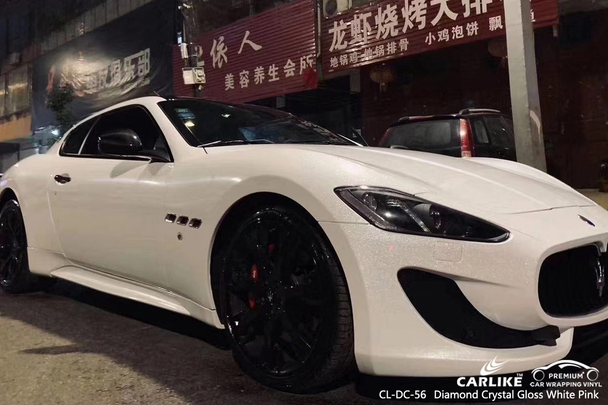 CL-DC-56 diamond crystal gloss white pink car vinyl wrap MASERATI Madagascar