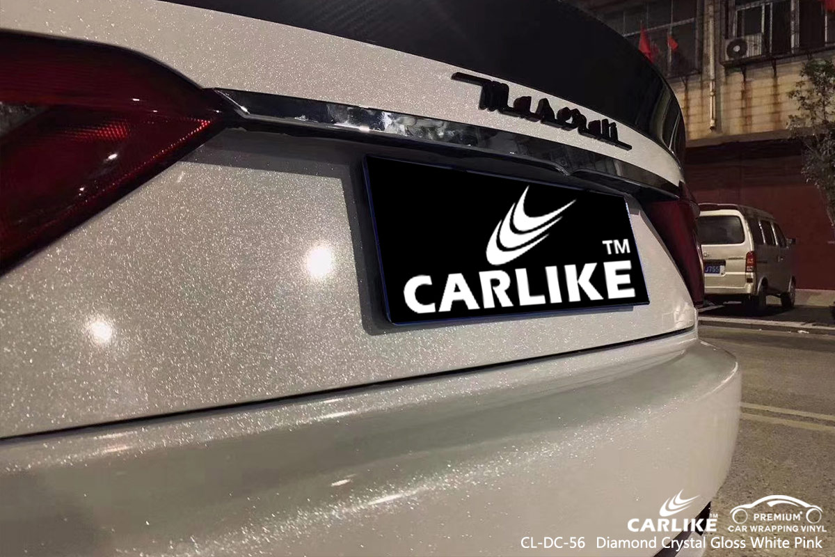 CL-DC-56 diamond crystal gloss white pink car vinyl wrap MASERATI Madagascar