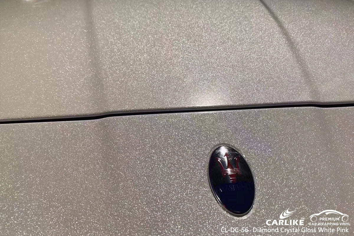 CL-DC-56 diamond crystal gloss white pink car vinyl wrap MASERATI Madagascar