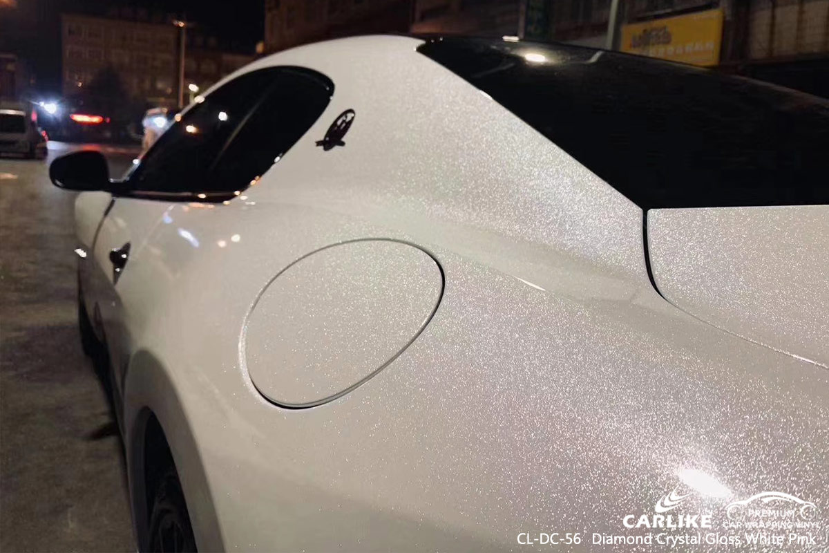 CL-DC-56 diamond crystal gloss white pink car vinyl wrap MASERATI Madagascar