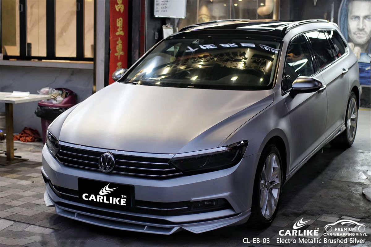 CL-EB-03 electro metallic brushed silver car wrap vinyl for VOLKSWAGEN