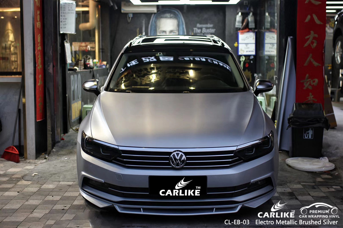 CL-EB-03 electro metallic brushed silver car wrap vinyl for VOLKSWAGEN