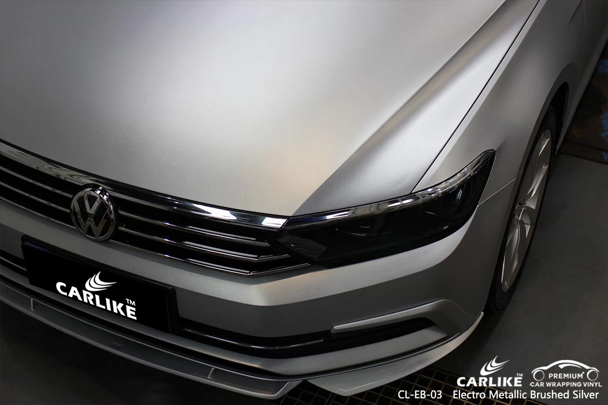CL-EB-03 electro metallic brushed silver car wrap vinyl for VOLKSWAGEN