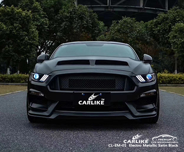 CL-EM-01 الساتان الكهربائي المعدني الأسود السيارات الفينيل التفاف السيارة لفورد موستانج نيوزيلندا